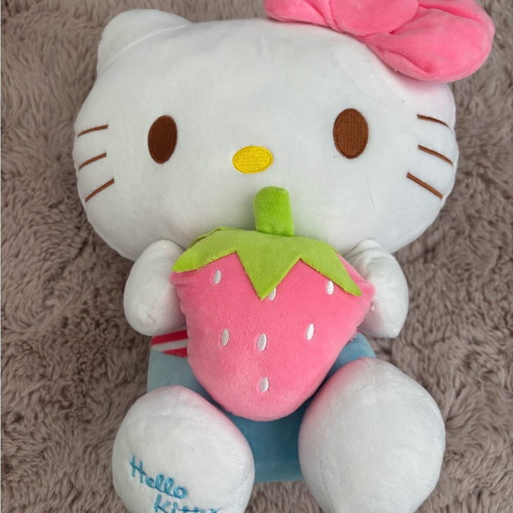 Hello Kitty Plush with Pink and Green Strawberry
